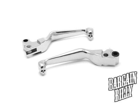 Motorcycle chrome skull hand levers clutch + brake for harley davidson 1996-2012