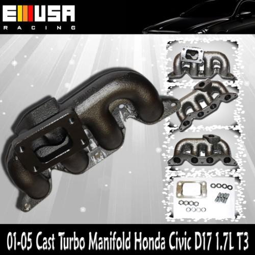 2001-2005 honda civic ex sedan 2/4-door cast turbo manifold  d17 1.7l t3 flange