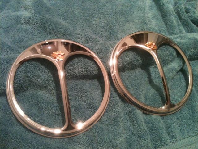 Pair of cadillac automobiles headlight parts vintage shieldsrare