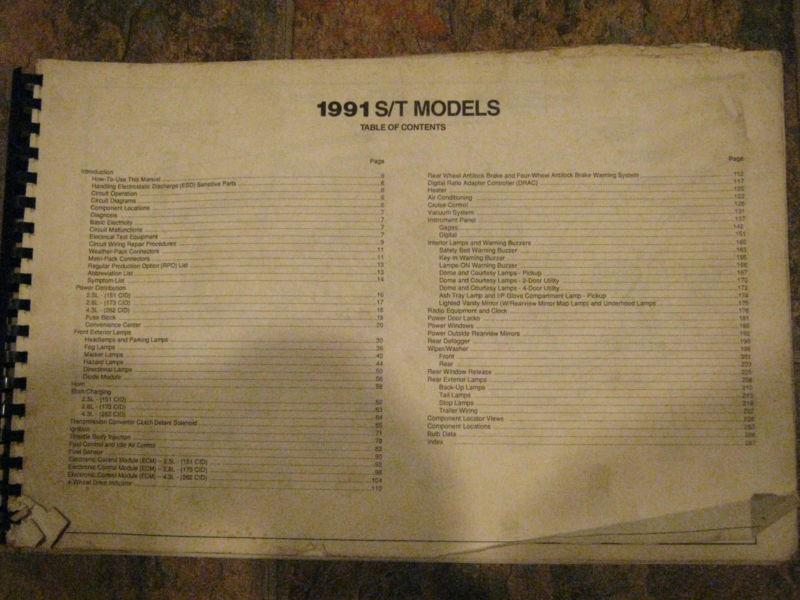 1991 chevrolet s/t st truck  electrical diagnosis wiring diagrams original c143