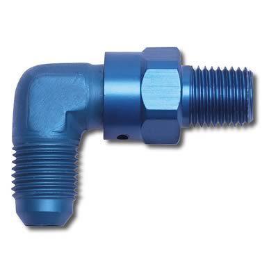 Russell 614116 fitting 90 degree -6 an male to 1/8" npt male aluminum blue each