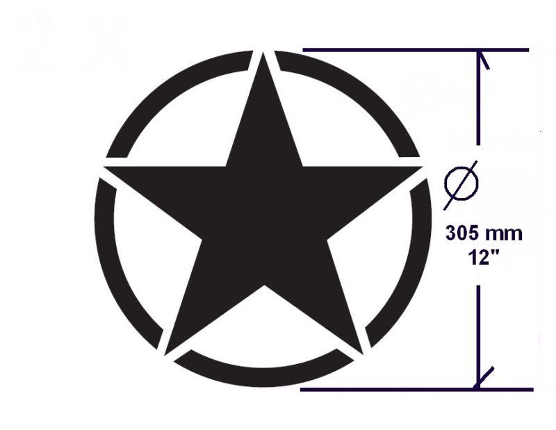 12" 305mm a jeep willys willy's star us army vinyl decal sticker any colour