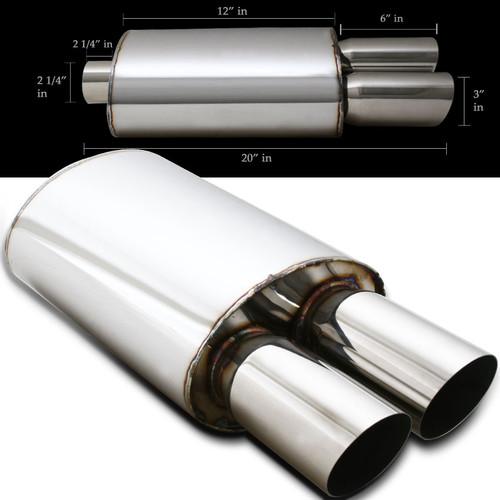 Universal dual 3" civic crx s2000 fit accord tip stainless muffler exhaust