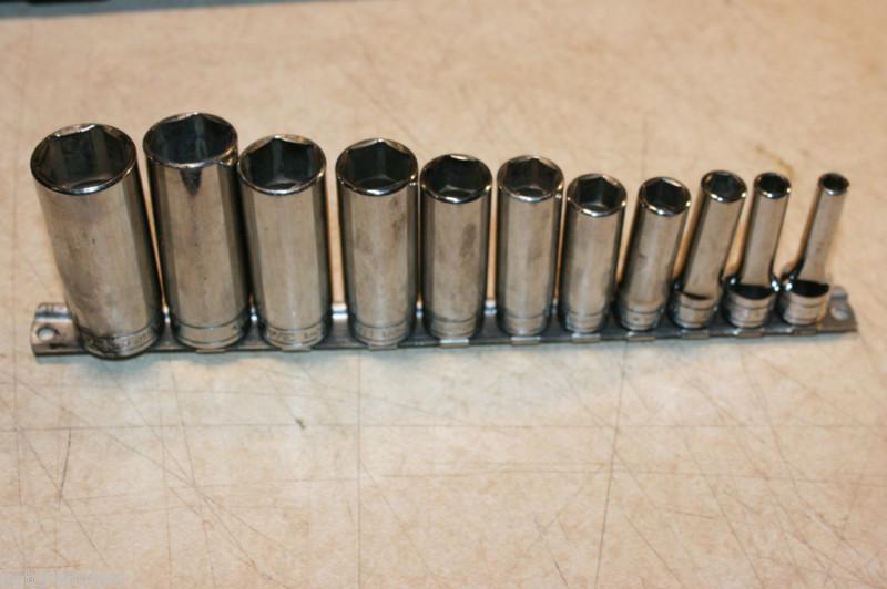 Snap-on tools 3/8" drive deep chrome socket 6-p socket set 1/4"-7/8" 11pc