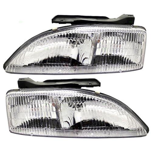 New pair set headlight headlamp lens housing assembly dot 95-99 chevy cavalier