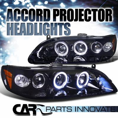 Glossy piano black honda 98-02 accord 2/4dr tinted led projector headlights