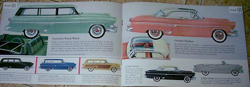 1954 54 ford six 6 cylinder models sales brochure folder catalog