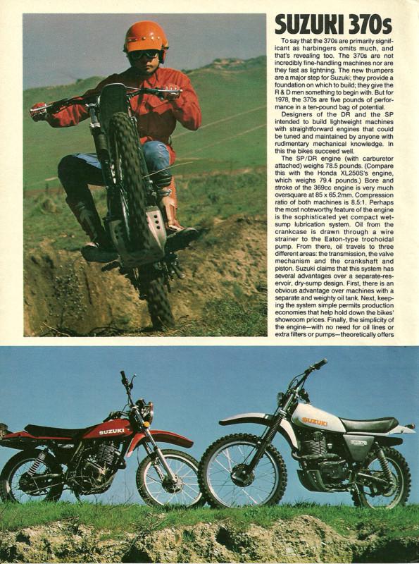 1978 suzuki dr370 sp370 motorcycle road test with dyno specs 9 pages dr sp 370