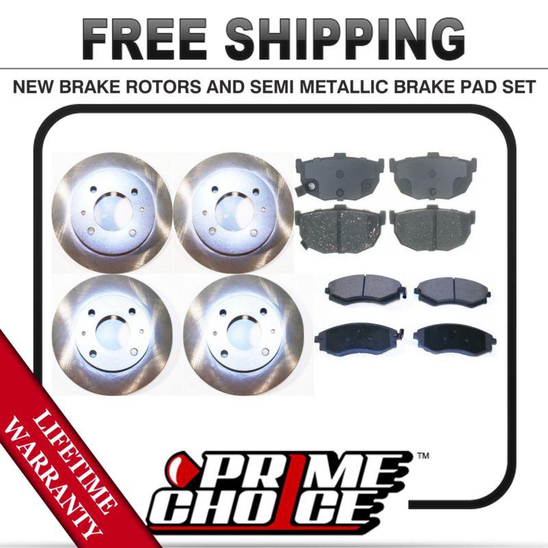 Front + rear kit (4) brake rotors & (8) brake pads with lifetime warranty