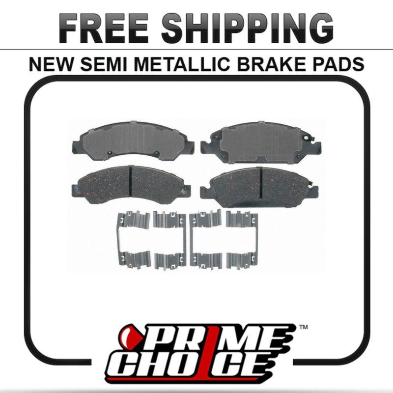 New premium complete set of front metallic disc brake pads with shims