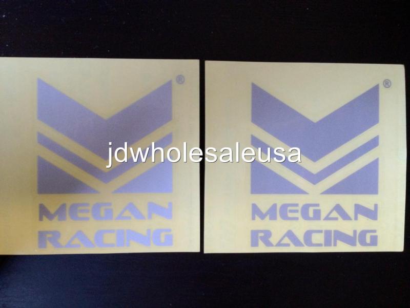 2 x megan racing decals stickers vinyl race car truck sedan coupe window silver