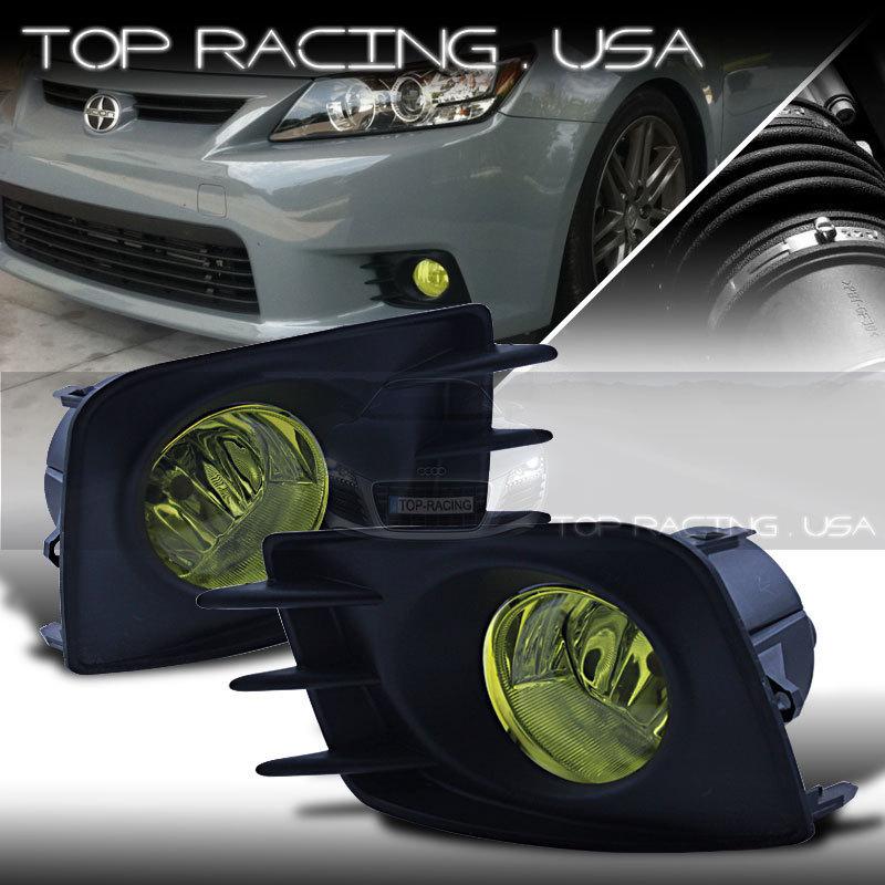 11-13 scion tc yellow lens oe style bumper fog lights lamps w/ switch