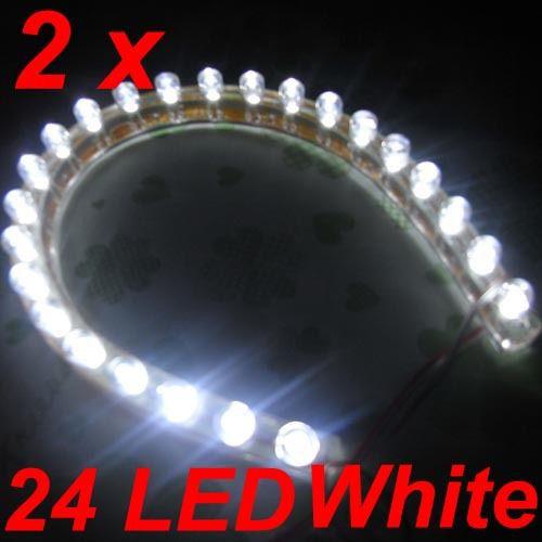 2 x flexilbe waterproof 24 led 12v car led light white