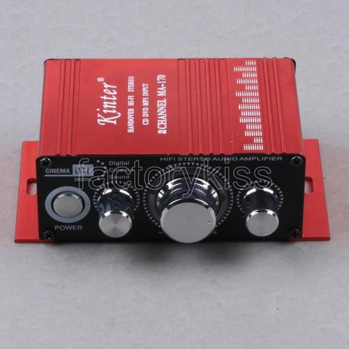 25w red car motorcycle bike mini audio stereo amplifier + power cord