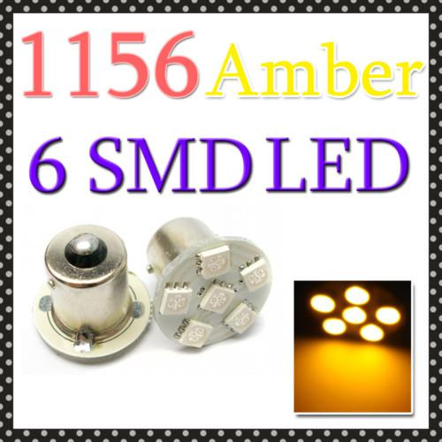 1156 6 smd led car turn signal corner bulb light amber