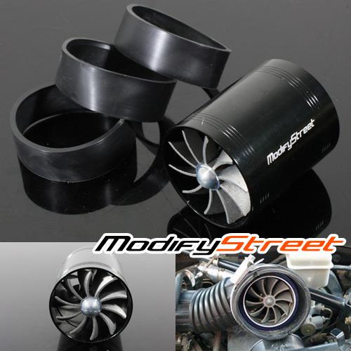 Air intake turbonator supercharger dual fan propeller turbo gas fuel saver black