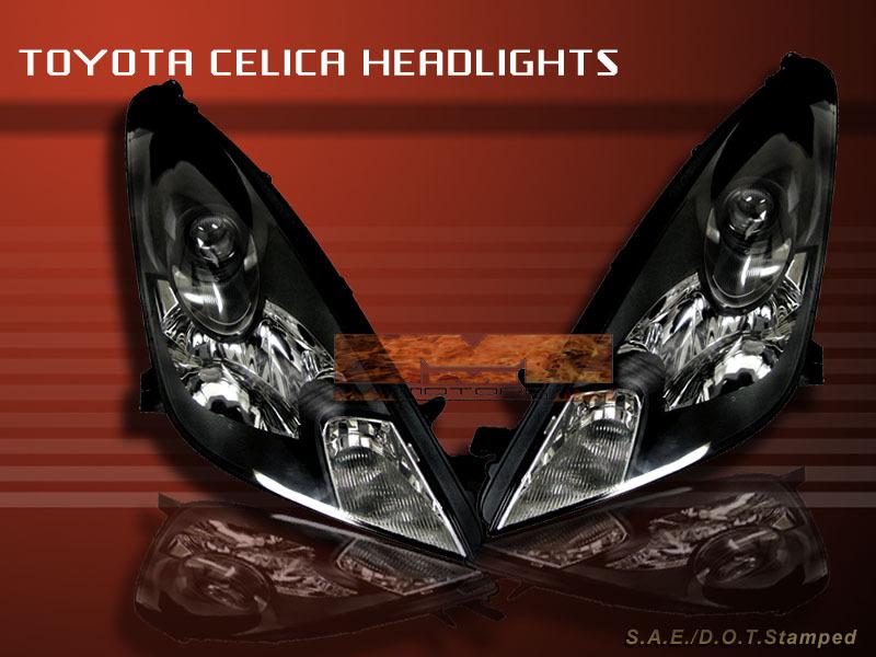 2000-2005 toyota celica projector headlights black 04 3 02