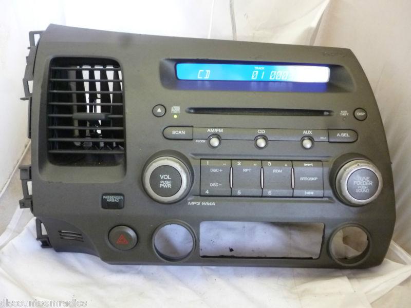 06-11 honda civic radio cd mp3 climate controls & code 39100-sna-a610 2al0  