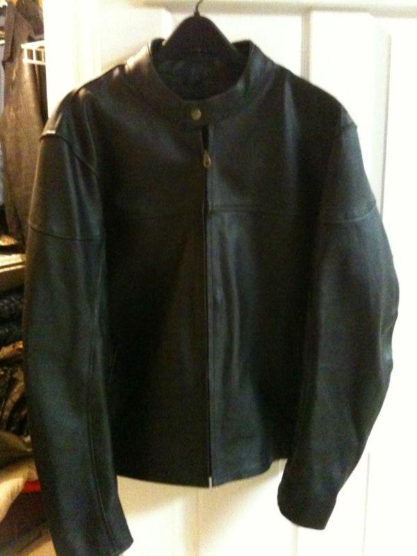 Black leather motorcycle jacket - size 44