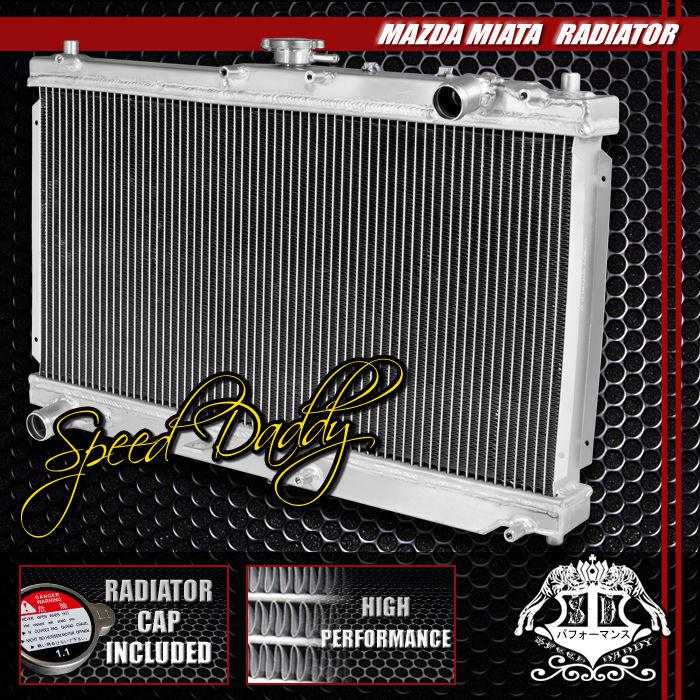 Dual core full aluminum racing 2-row cooling radiator 98-05 mazda miata mx5 mx-5