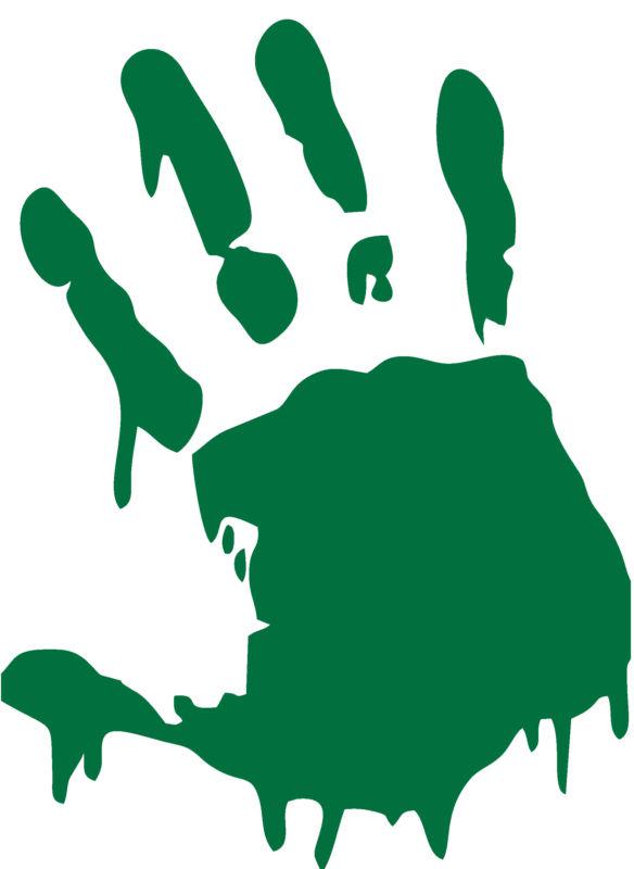 Zombie hand vinyl car decal sticker, highest quality, grass green, 11.5" x 8.5"