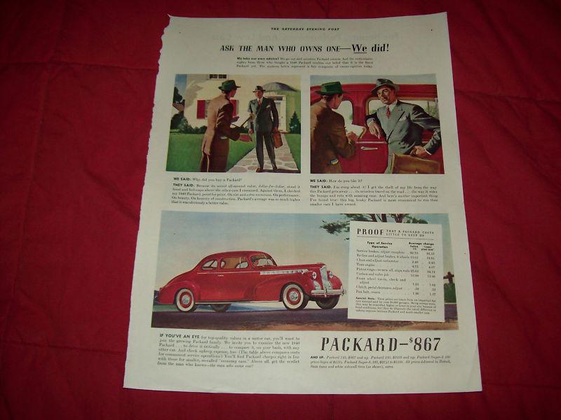 1940 packard five window coupe car ad- red