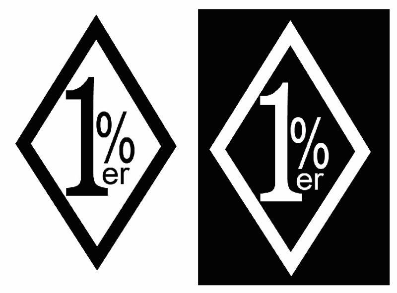 1%er one percent outlaw biker vinyl stickers (2) 3x2  decal- harley chopper 