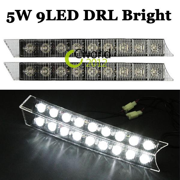 2x 9 led 5w car auto daytime running light drl foglight driving lamp 12v