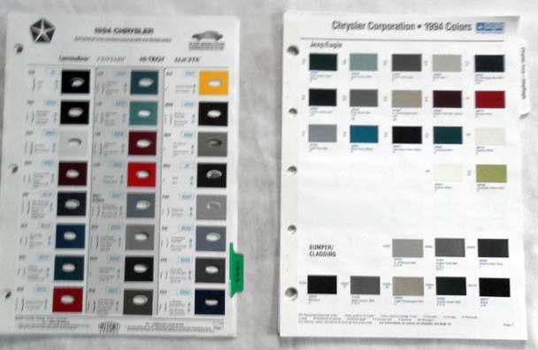 1994 chryler dodge plymouth mopar truck color paint chip charts all models