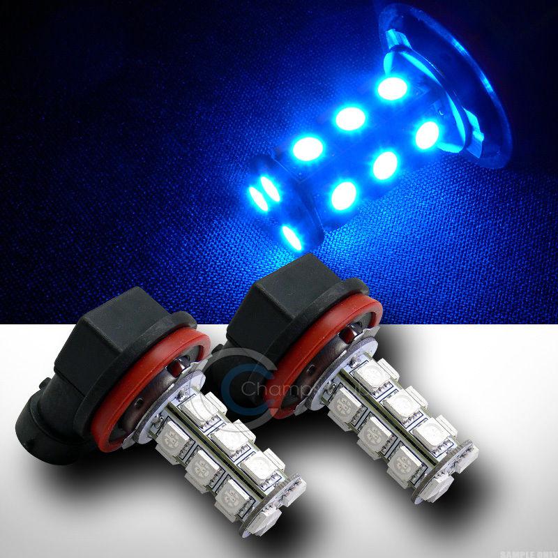 New 2pc blue h11 18x 5050 3-chip smd/smt led fog/driving light lamp bulbs 13