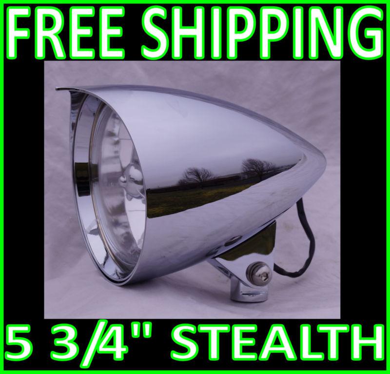 Chrome 5.75" x 9" stealth headlight harley softail dyna chopper bobber custom