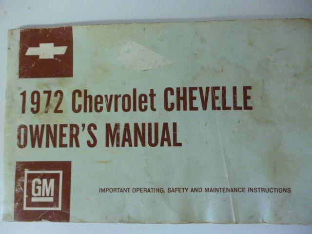 1972 chevelle owners manual original