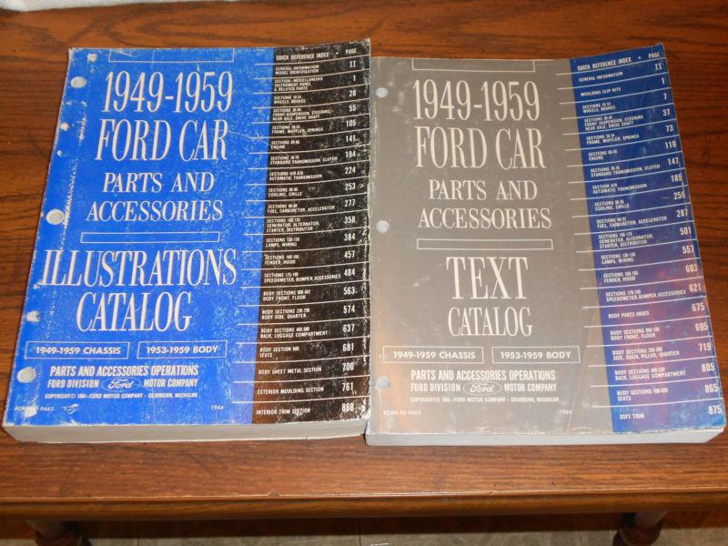 1949-1959 ford car parts catalog book set / text & illustrations books