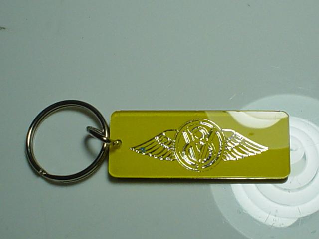 Boss hoss v8 motorcycle key chain fob yellow & chrome