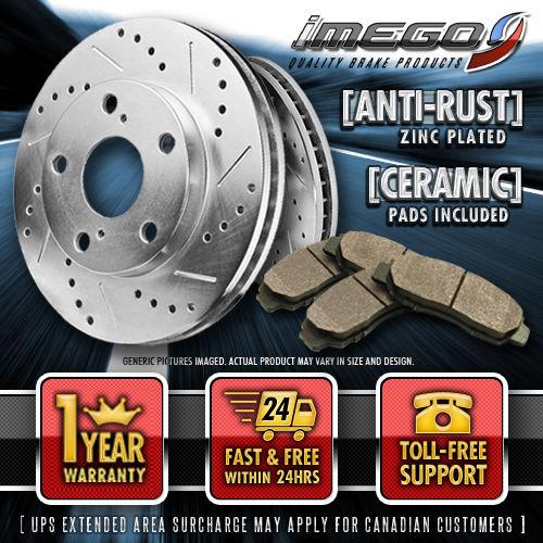 Toyota (front) [silver zinc] slotted & drilled rotors and ceramic brake pads