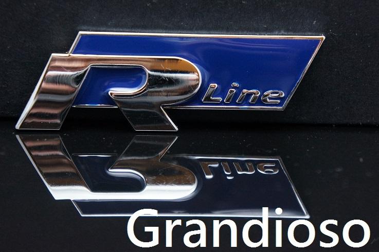 Vw r line badge emblem golf gti jetta passat beetle scirocco chrome blue new