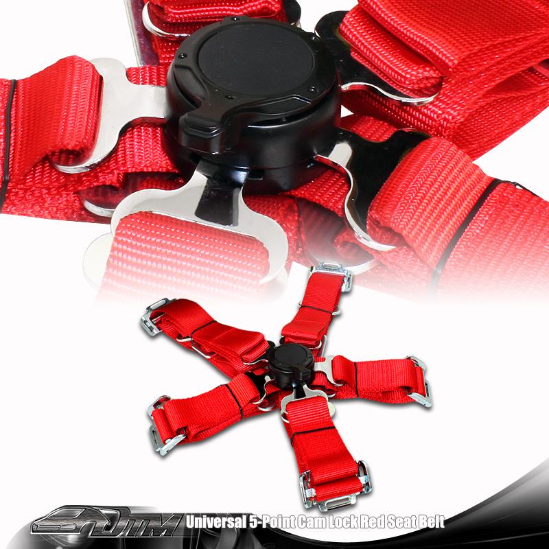 Universal red heavy duty 5 pt camlock safety harness racing seat belt buckle