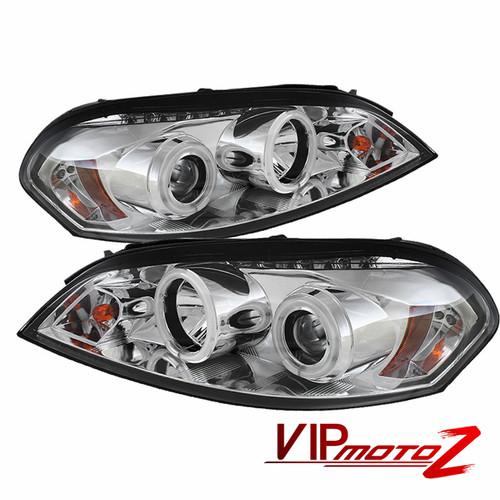 Euro chrome projector headlight lamps+ccfl halo/led drl 06-13 chevy impala