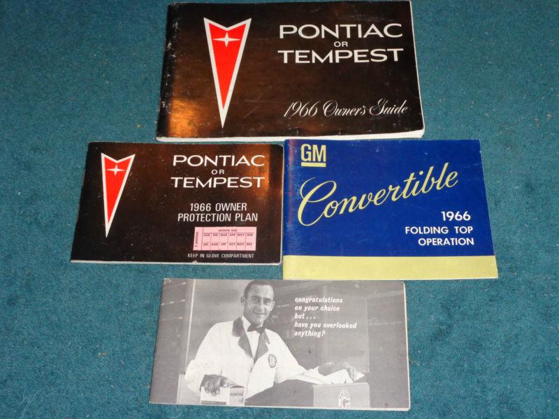 1966 pontiac & tempest covertible owner's manual set / nice original guide books