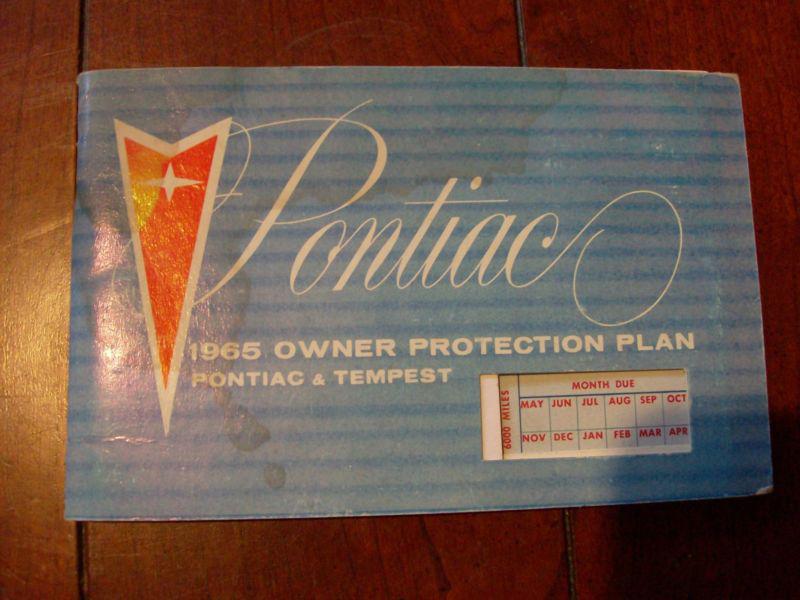 1965 pontiac & tempest factory original owners protection plan & owners manual