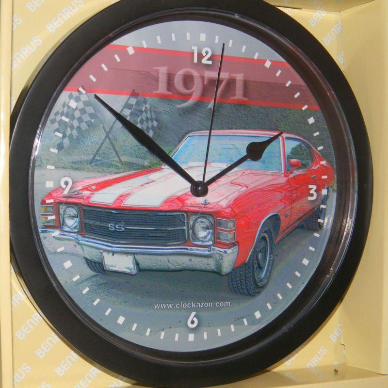 1971 chevrolet chevelle ss decorative 10 inch wall clock - blk frame #502sd