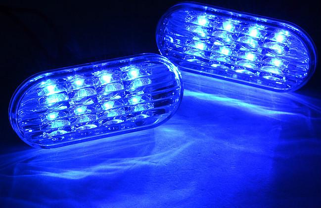 Vw 99-04 blue smoked led 2x side marker fit golf jetta mk4 gtipassat b5 b5.5 00