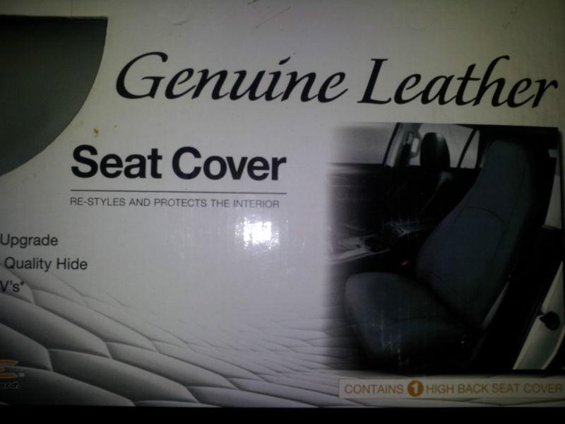 Masque genuine leather high back seat cover grey manhattan 63017 one seat cover