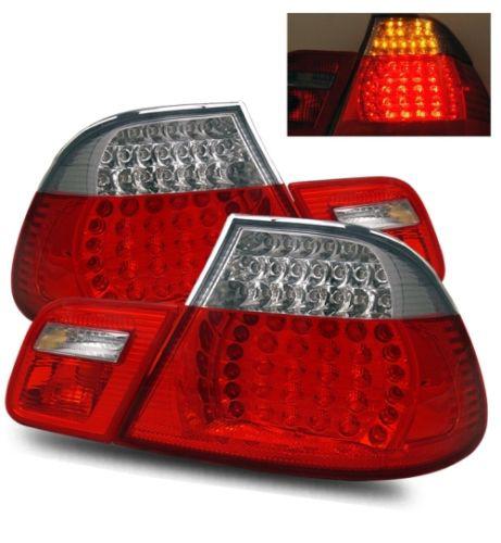 00-03 bmw e46 323/325/330/m3 convertible red clear led tail lights brake lamps