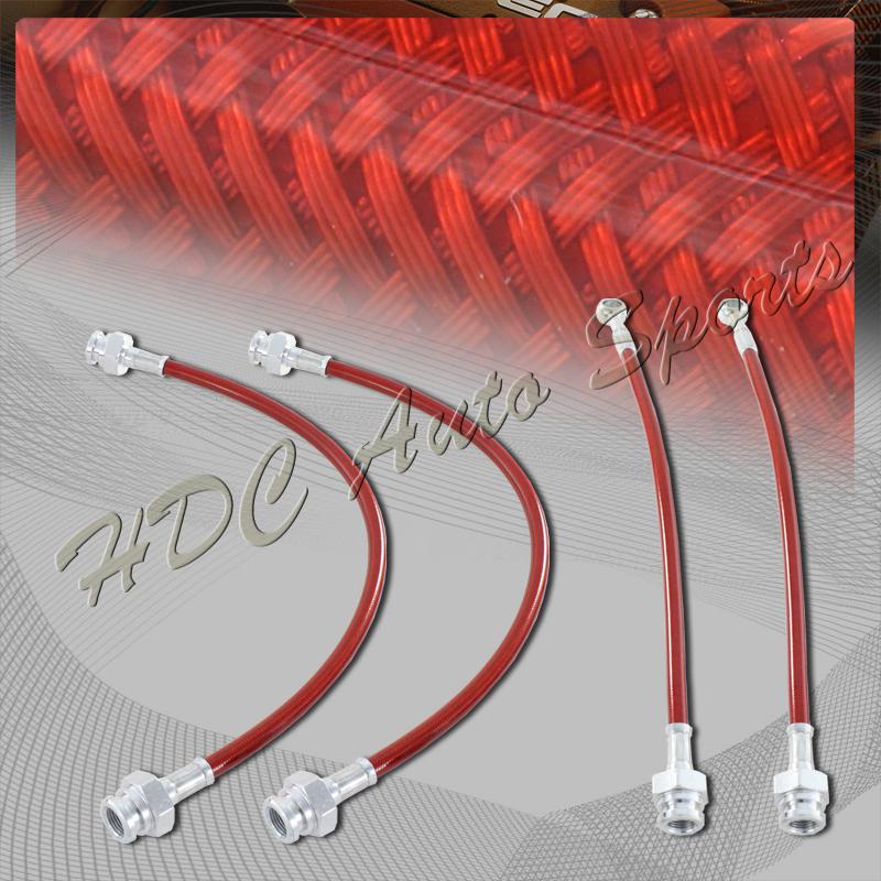 Bmw e60 e63 e64 m5 m6 front + rear stainless steel brake line hose kit - red