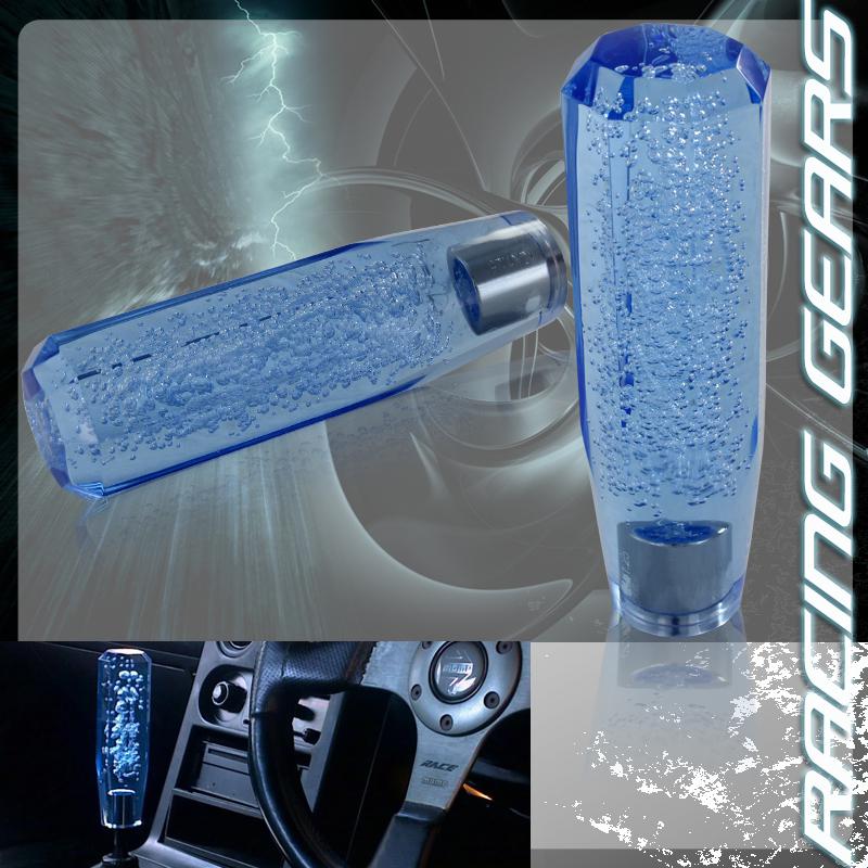 Universal jdm vip 150mm transparent blue octagon crystal bubble drift shift knob