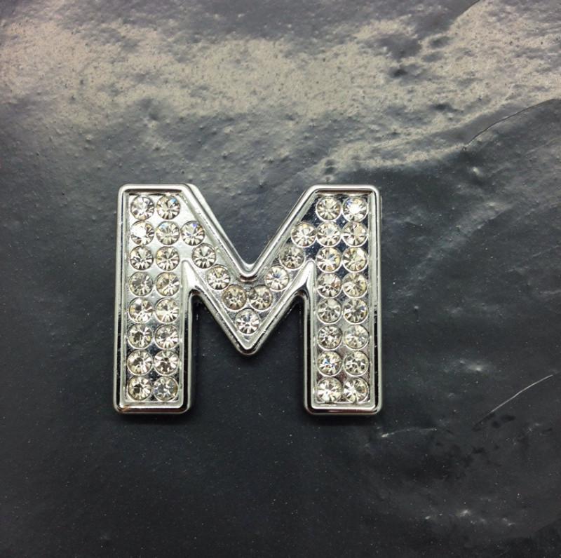 Luxury diy diamond 3d chrome letters number sticker decal decoration - letter m