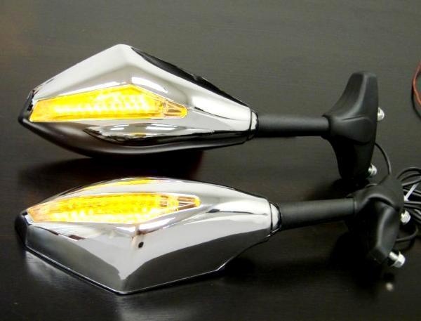 Chrome integrated turn signal mirrors for yamaha fzr yzf 600 r6 r6s r1 fz1 fazer