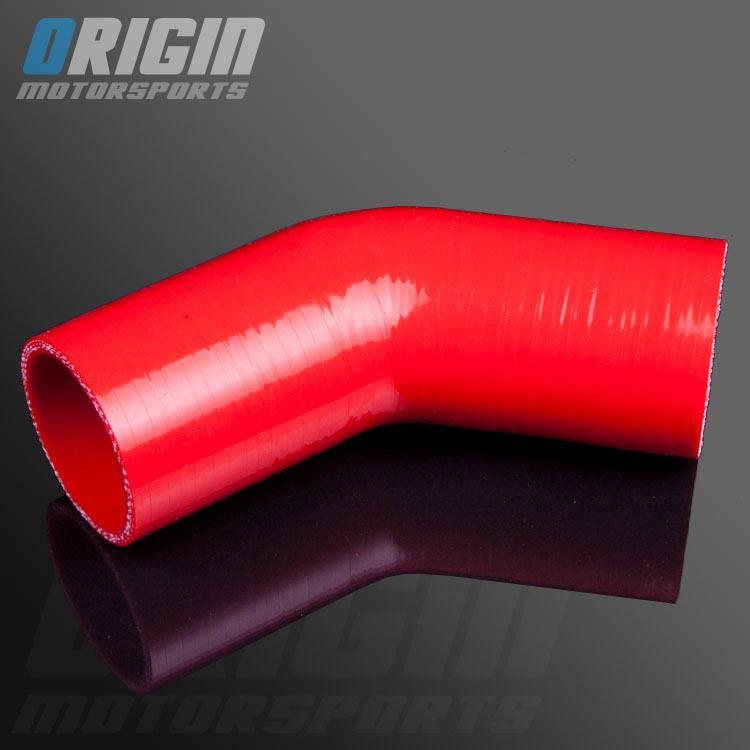 Red 2.0" to 2.0" 45 degree turbo intercooler silicone elbow pipe hose coupler