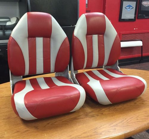 Boat seats tempress red gray navistyle fold-down  - pair (2) two seats